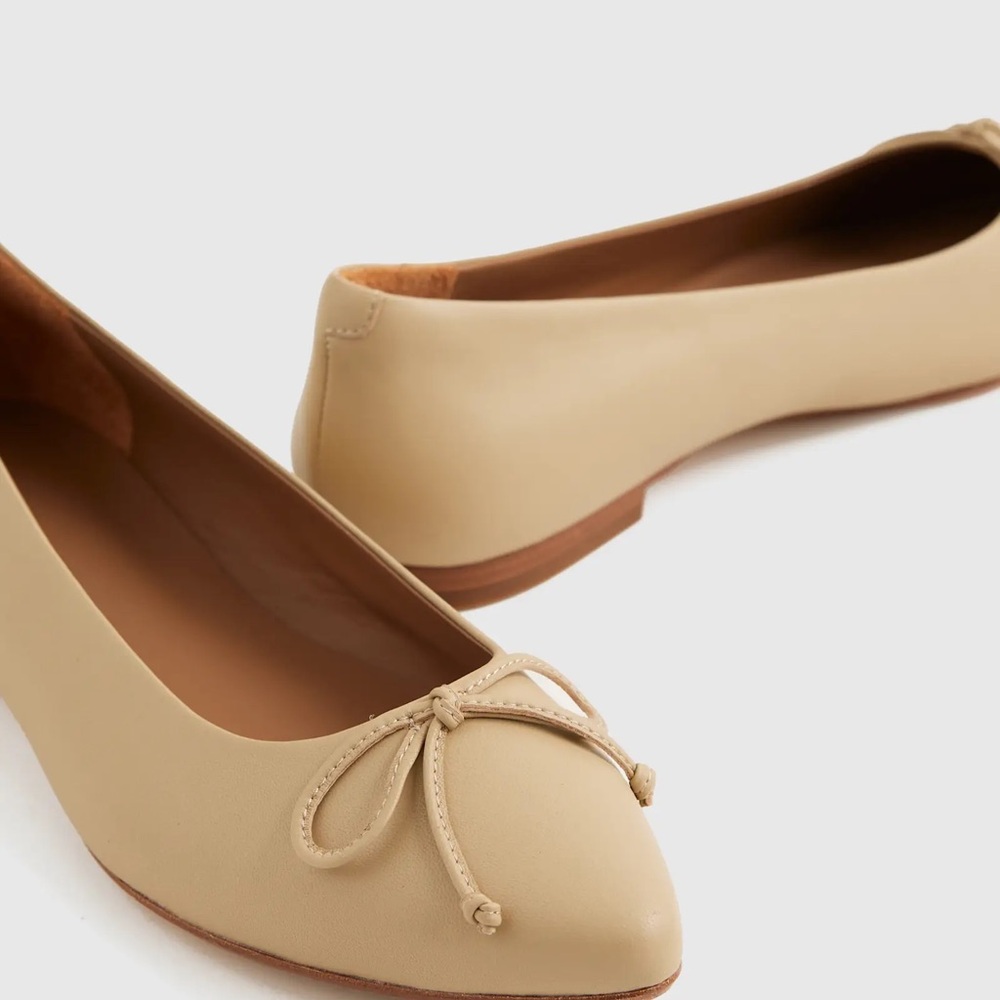 Quince Italian Leather Pointed Bow Flats